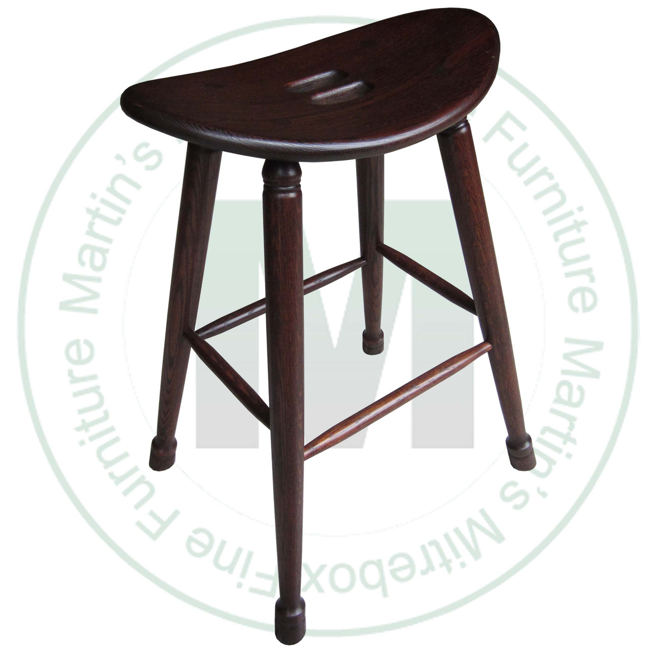 Wormy Maple 26'' Saddle Stool With Turned Legs