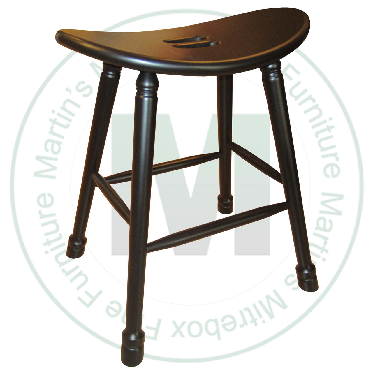 Wormy Maple 26'' Saddle Stool With Turned Legs