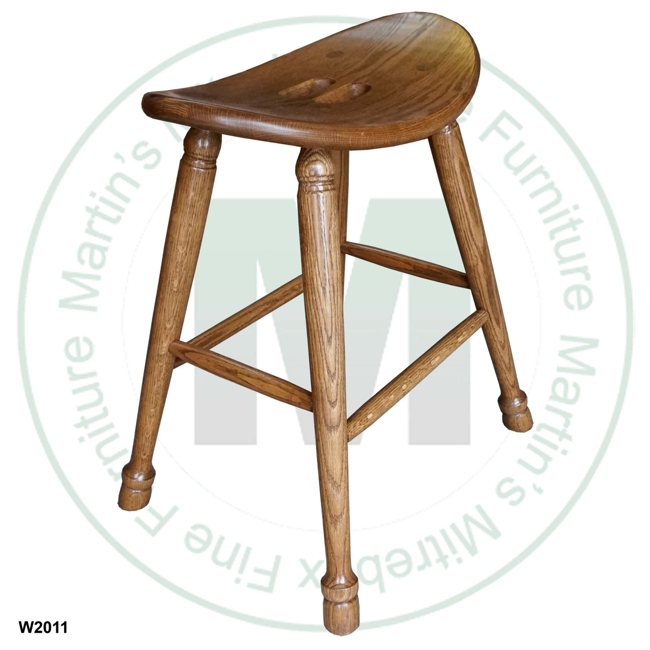 Wormy Maple 30'' Saddle Stool With Turned Legs