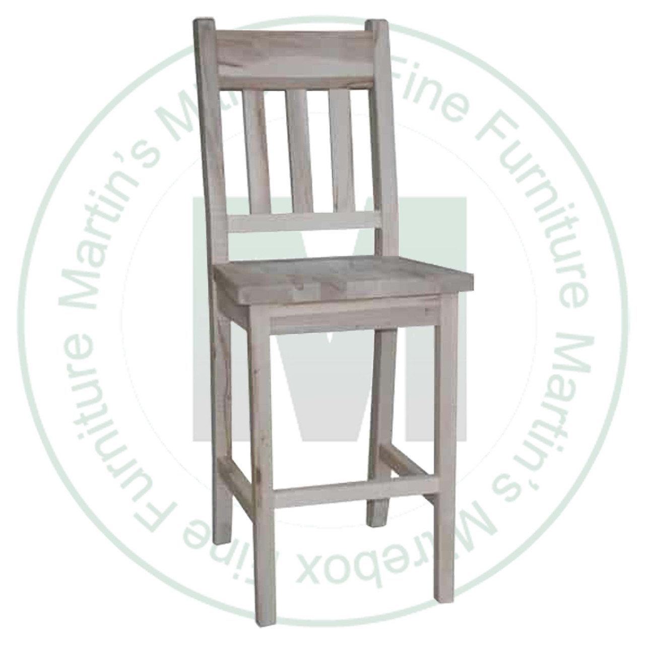 Pine Dakota 30'' Slat Back Bar Chair 16''D x 18''W x 49''H