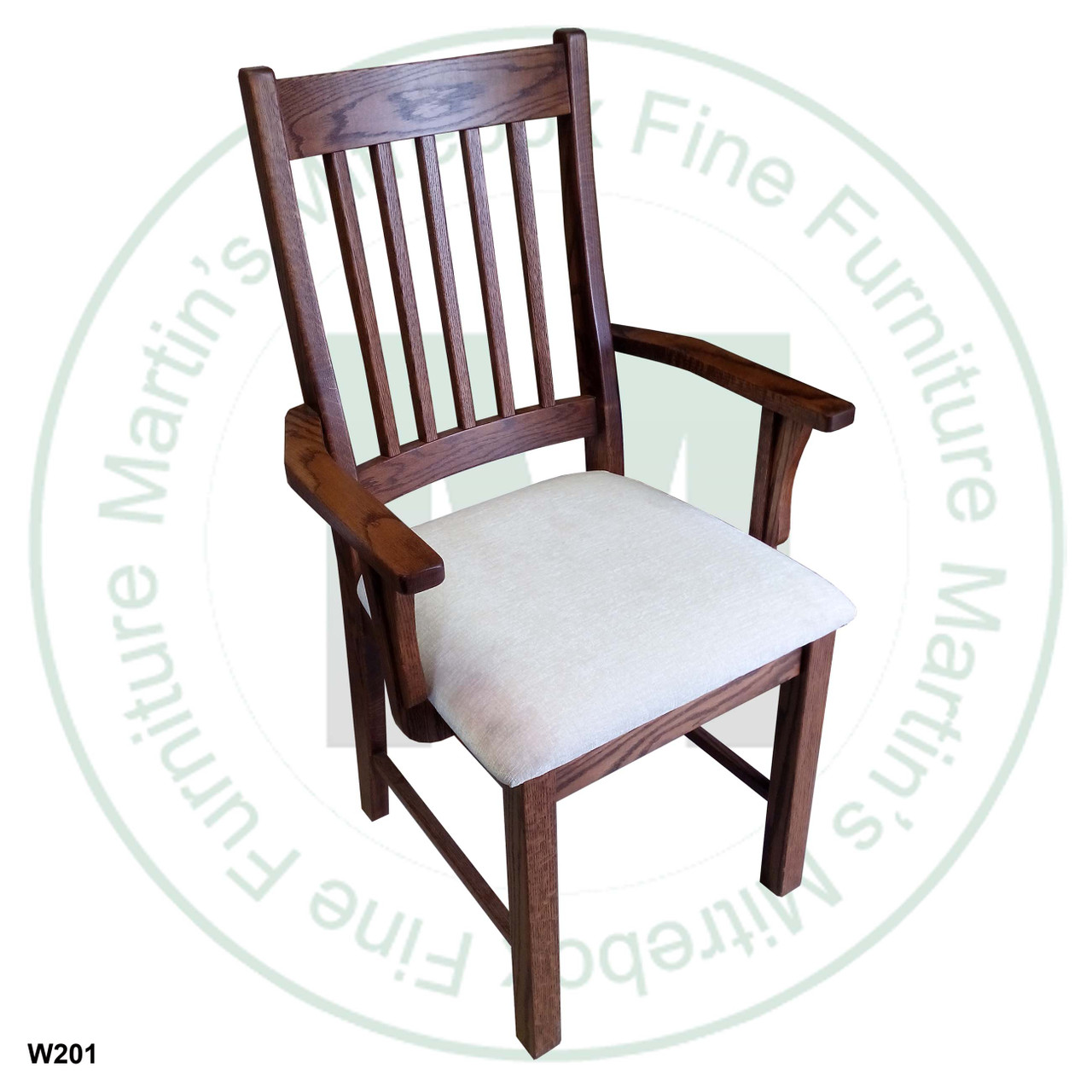 Wormy Maple Mini Mission Arm Chair With Upholstered Seat