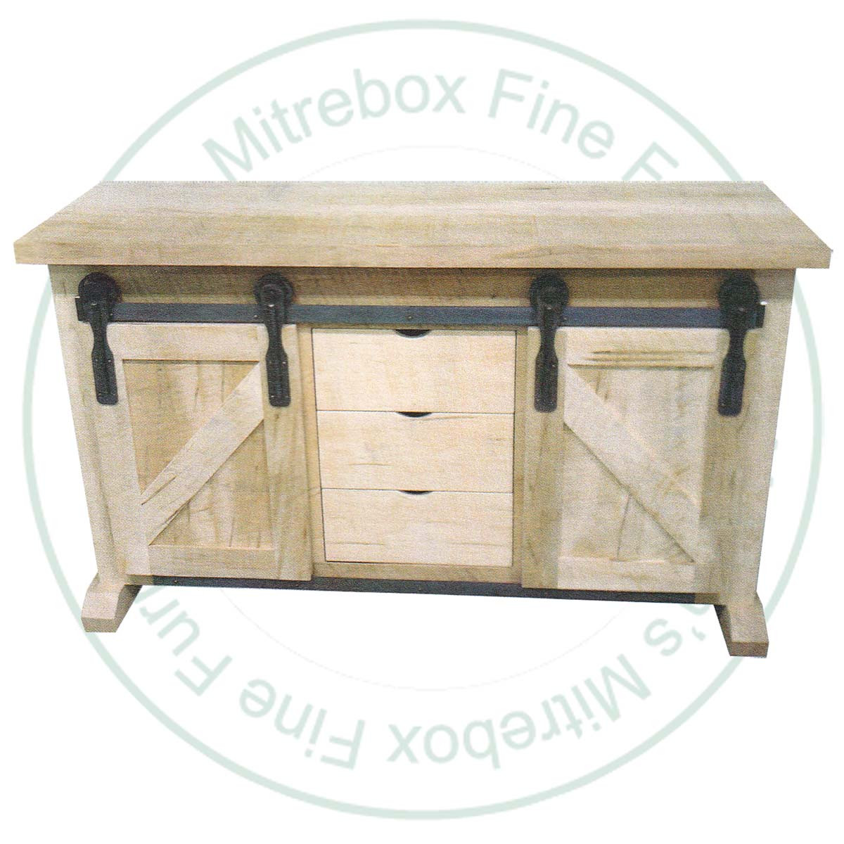 Pine Slimline Rustic 3 Drawer 2 Door Sideboard