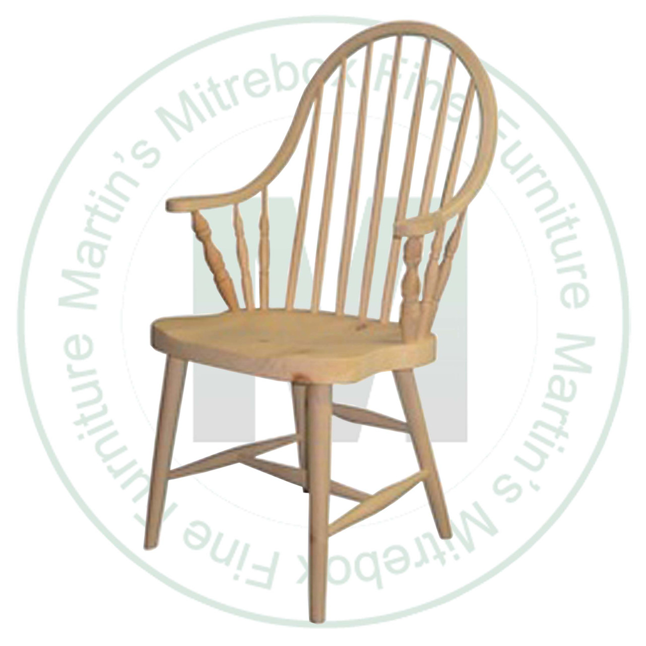 Wormy Maple Plainwood Arm Chair Has Wood Seat