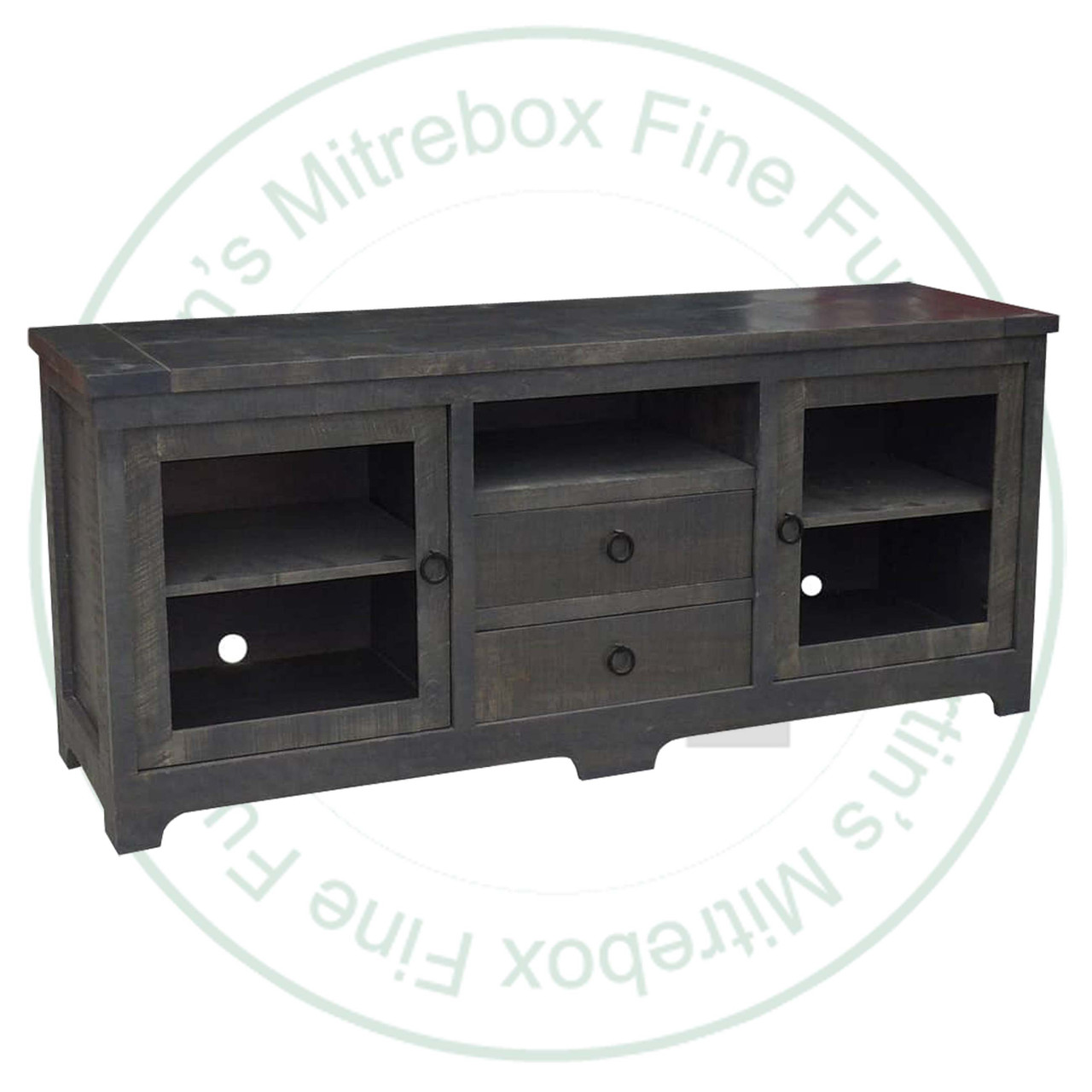 Oak Century Entertainment Unit. TV Stand Dimensions 18'' Deep x 70'' Wide x 30'' High. Media Centre has 2 Glass Doors 2 Drawers and 2 Adjustable Shelves. ( Texture : Millsawn. Hardware : 118 Pulls. )
