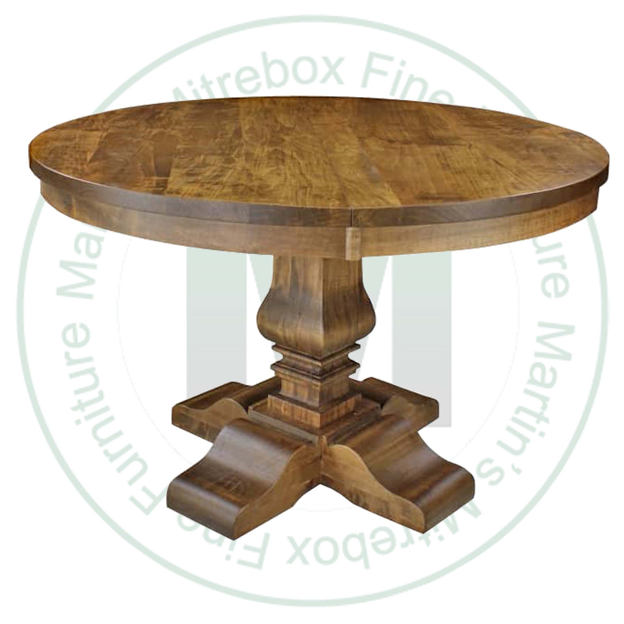 Wormy Maple Century Single Pedestal Round Solid Top Table 60'' Deep x 60'' Wide x 30'' High