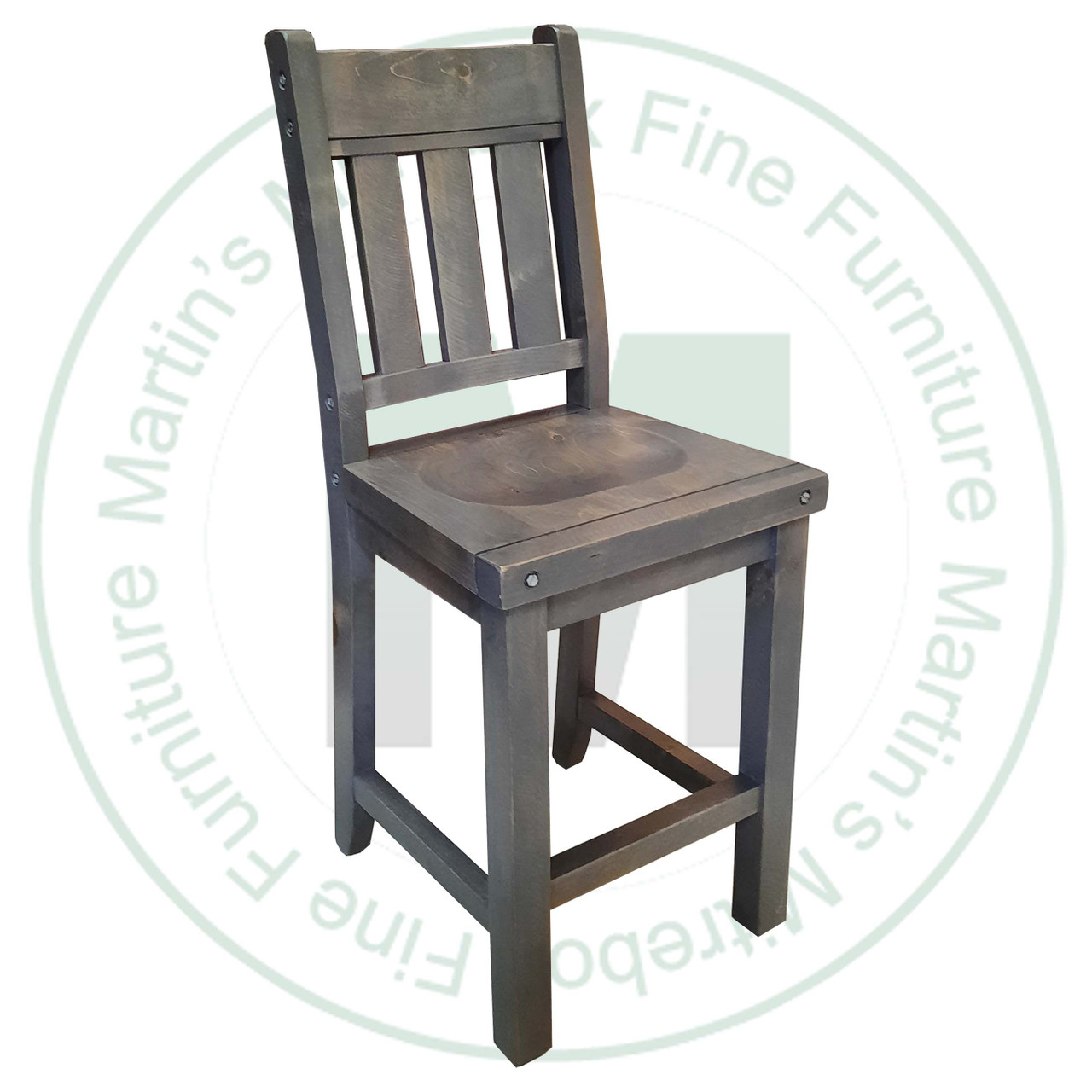Wormy Maple Yukon Block 24'' Bar Chair 20''D x 18''W x 24''H