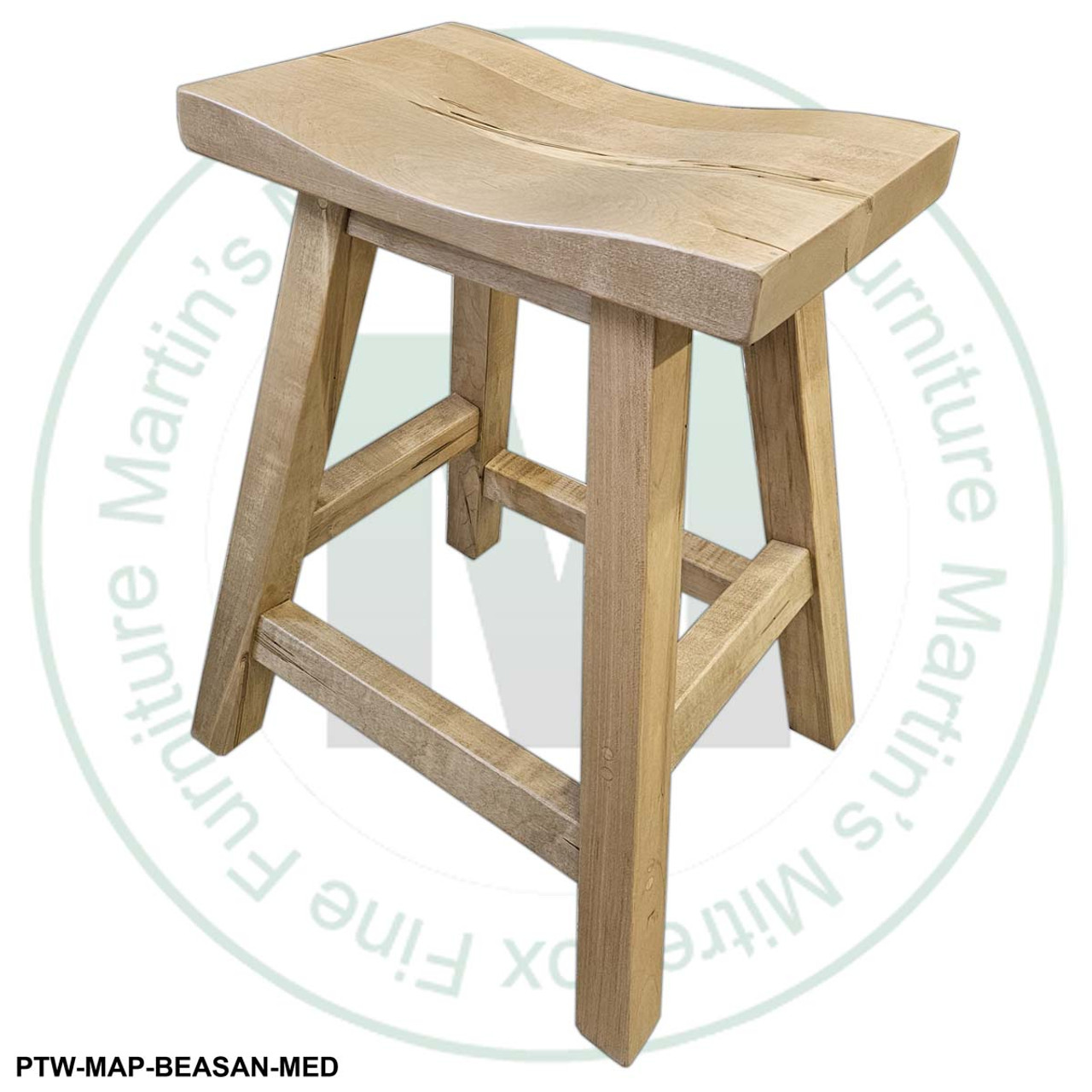 Wormy Maple Yukon 24'' Saddle Stool 12''D x 18''W x 24''H