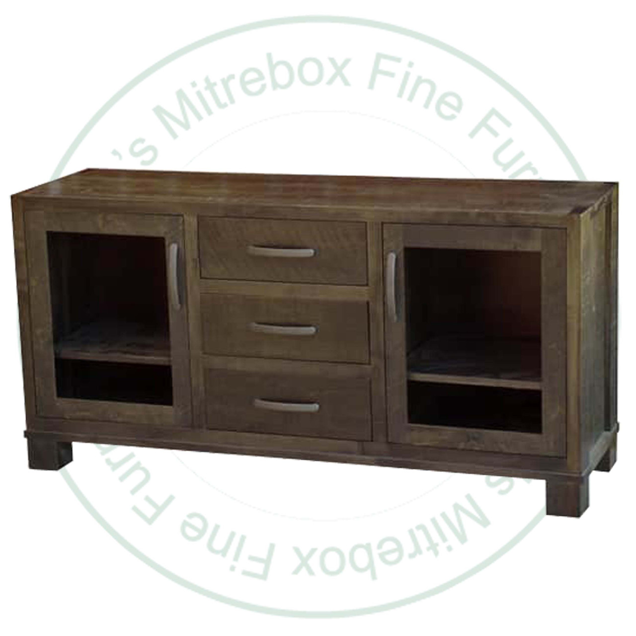 Wormy Maple Backwoods Entertainment Stand. Entertainment Centre Dimensions 18'' Deep x 60'' Wide x 30'' High. Media Centre has 3 Drawers and 2 Adjustable Shelves. ( Texture : Millsawn. Hardware : 203 Pulls. )
