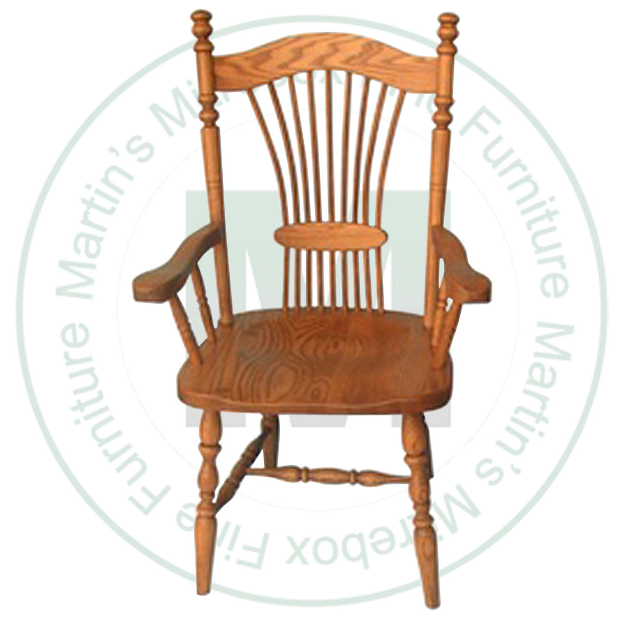 Wormy Maple Colonial Wheat Sheaf Arm Chair Has Wood Seat