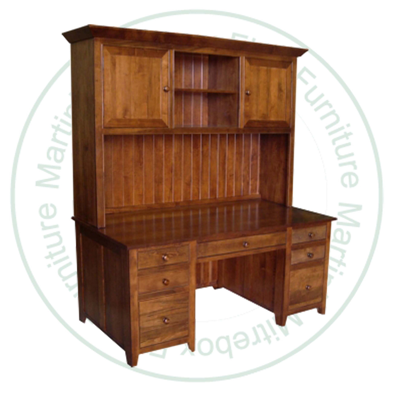 Pine A Series Home Office Desk With 8 Drawers And Hutch