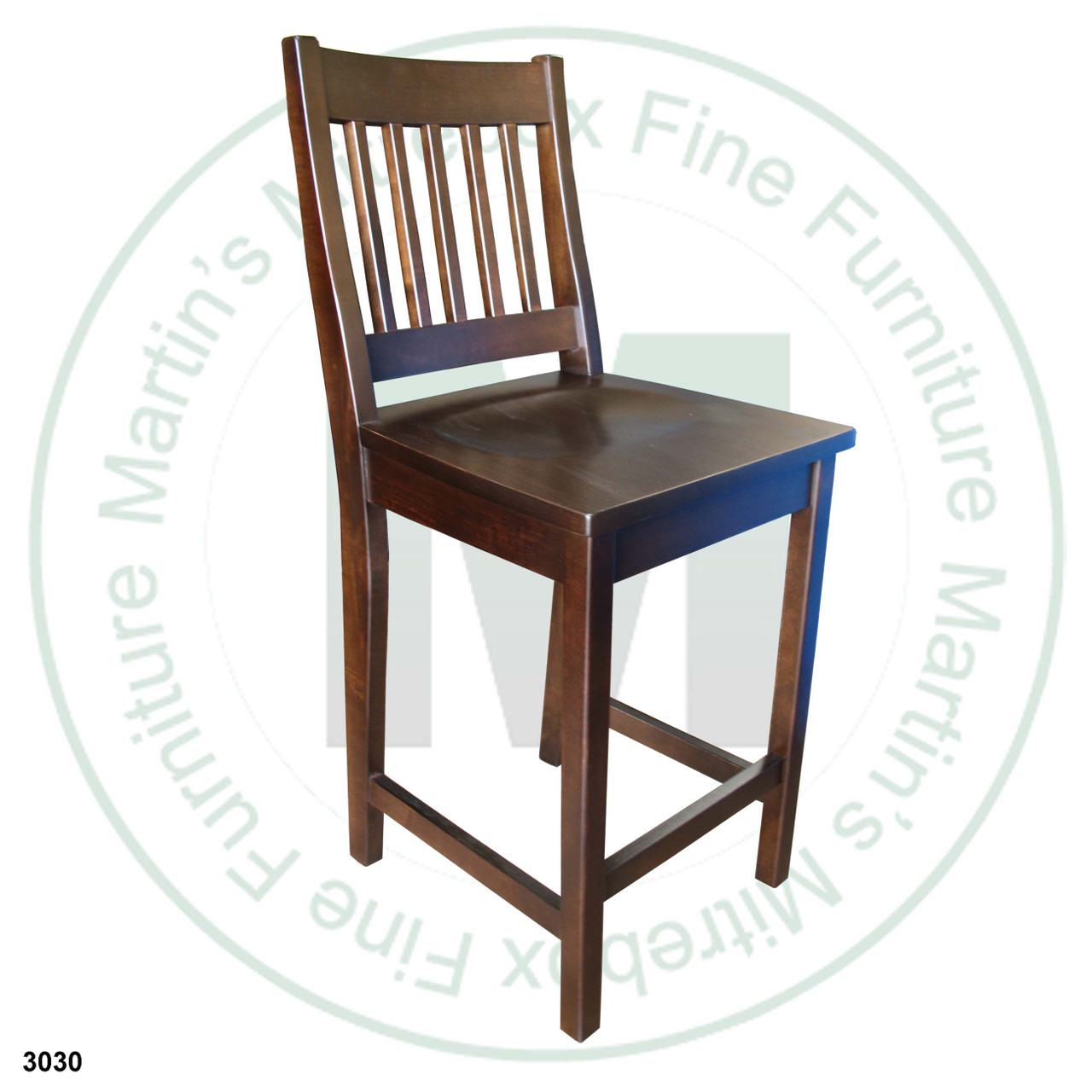 Wormy Maple 30'' Mission Bar Chair ( No Swivel ) 16.5''D x 30''H x 17''W