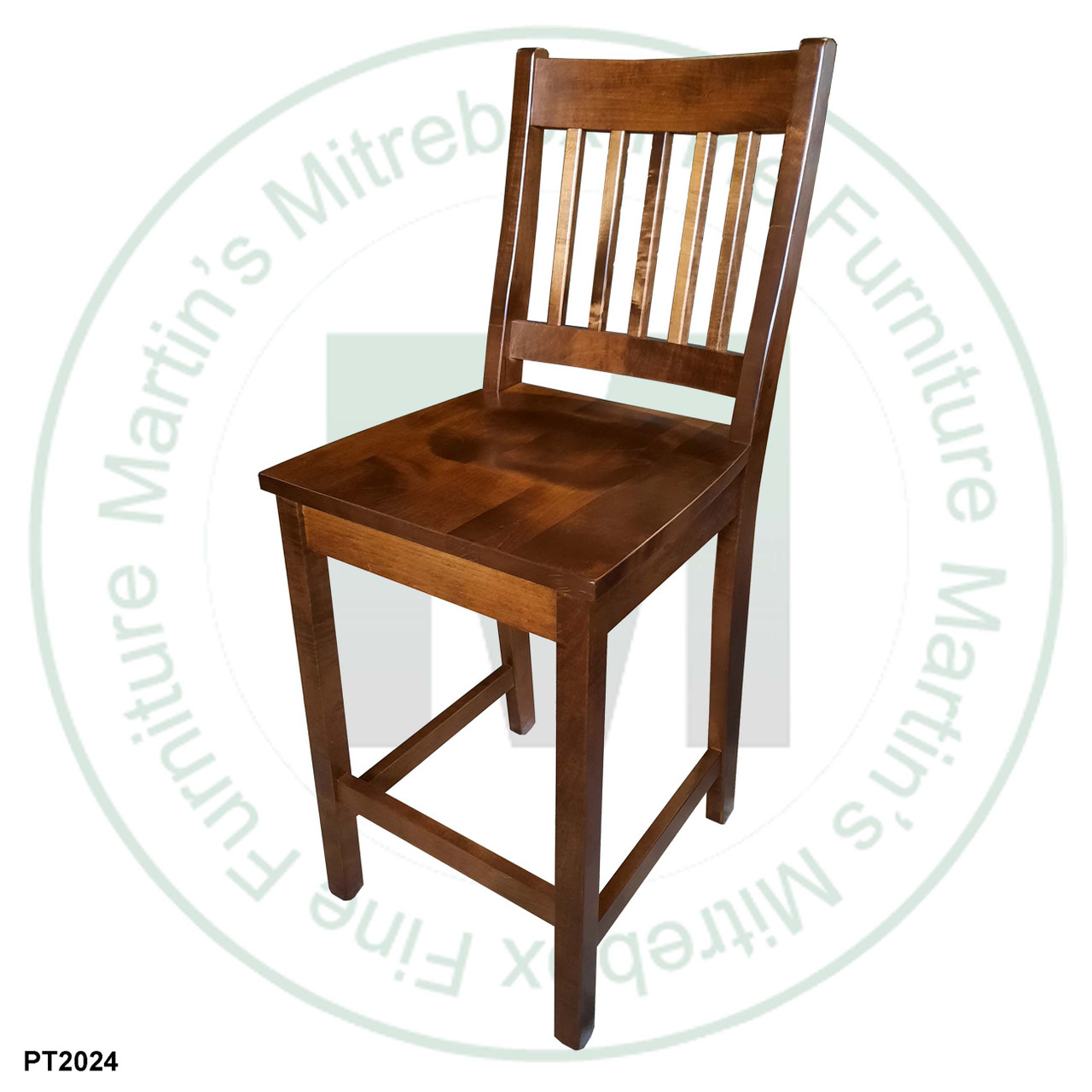 Wormy Maple 30'' Mission Bar Chair ( No Swivel ) 16.5''D x 30''H x 17''W