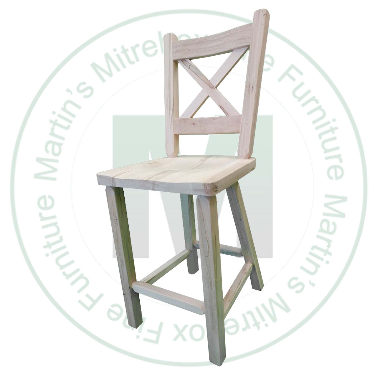 Maple Rustic X No Swivel 24'' Barstool Has Wood Seat