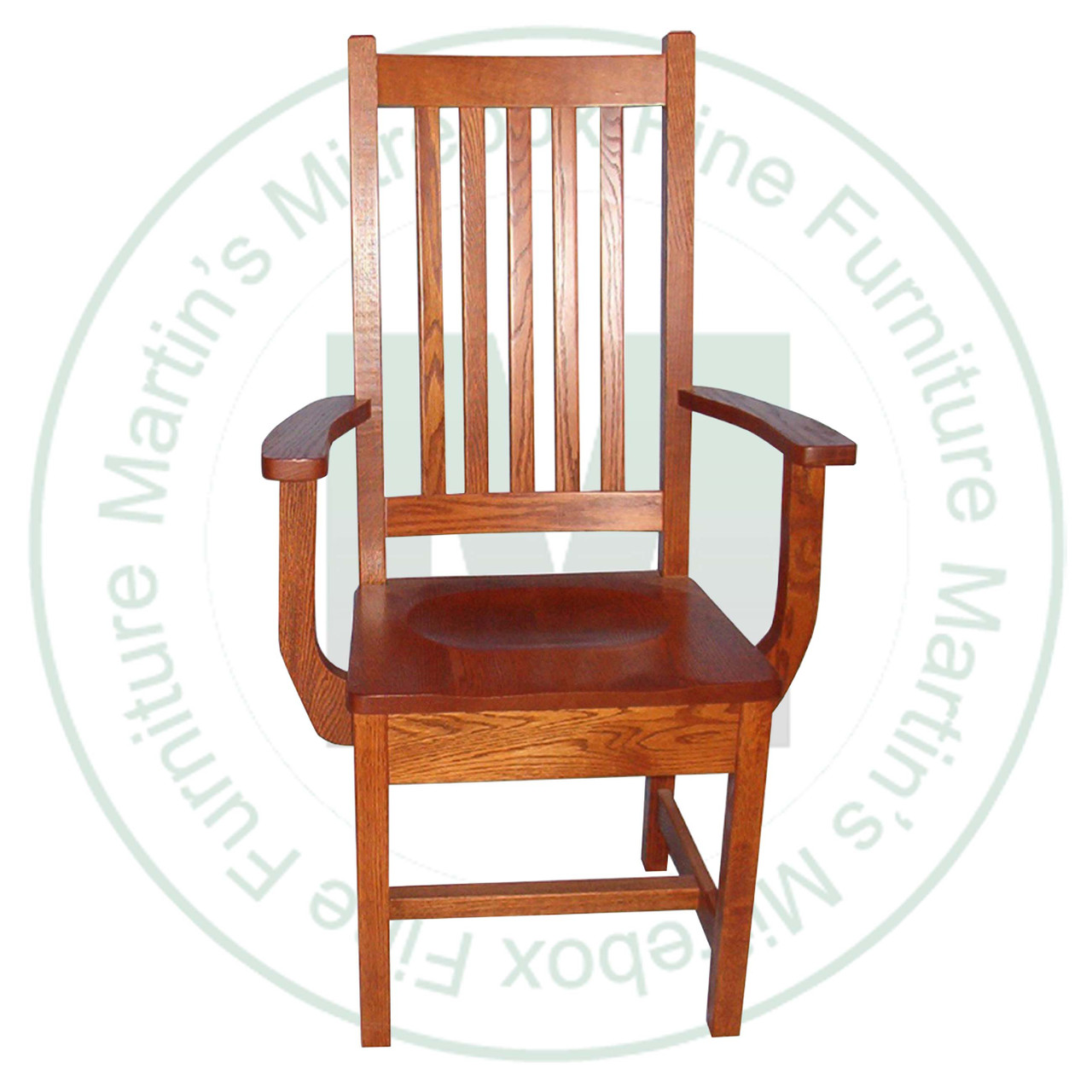 Oak Shaker Arm Chair Has Wood Seat