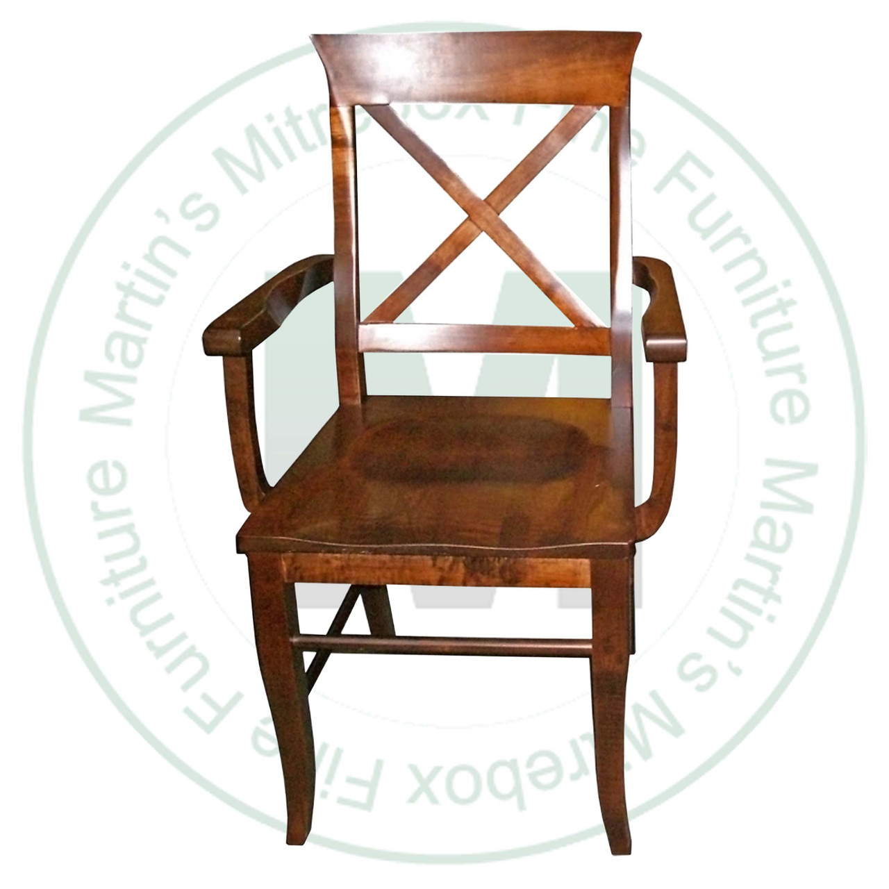 Oak X Back Arm Chair Has Wood Seat