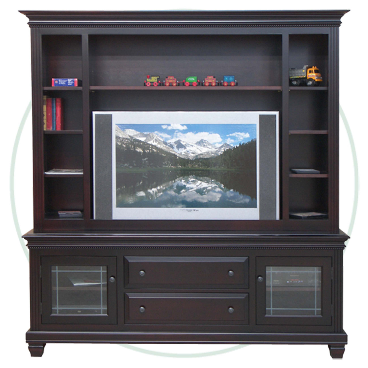 Wormy Maple Florentino Entertainment Cabinet With Hutch 19.5''D x 74.5''W x 80''H