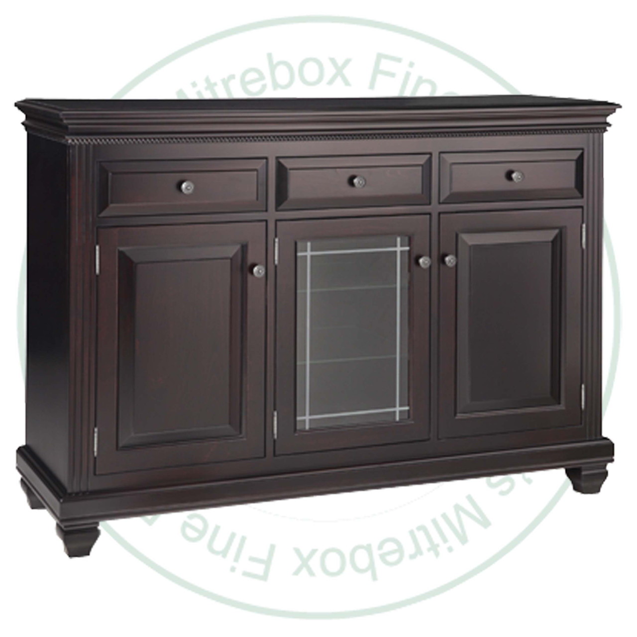 Wormy Maple Florentino Sideboard With 2 Wood Doors And 1 Glass Door
