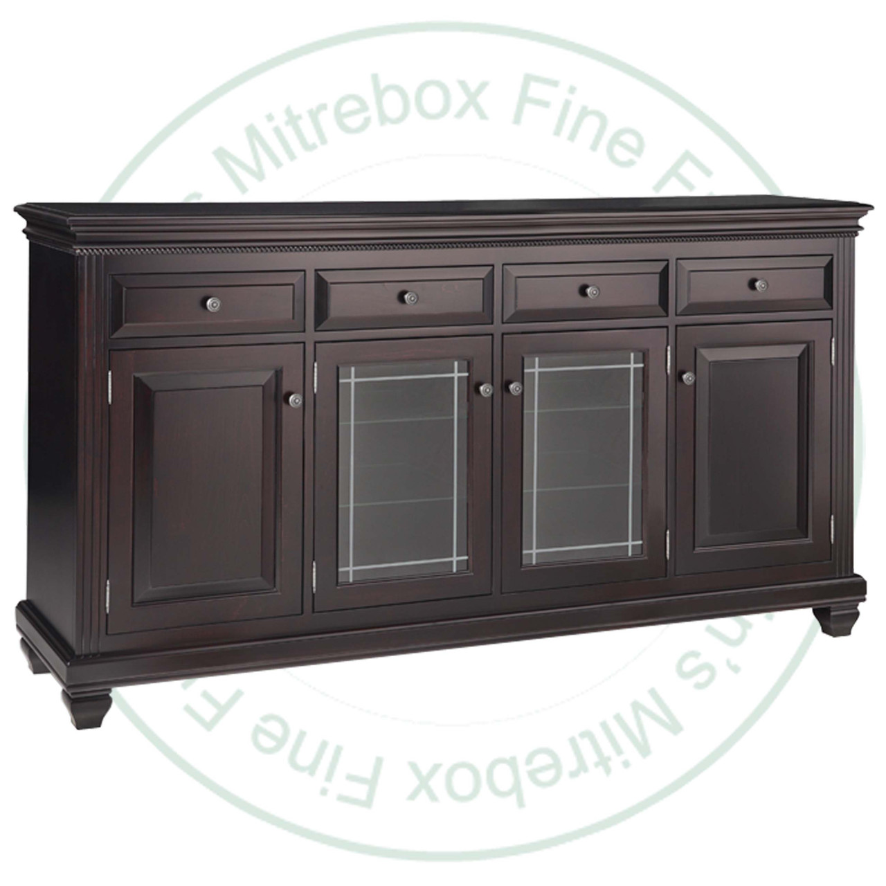 Wormy Maple Florentino Sideboard With 2 Wood Doors And 2 Glass Doors