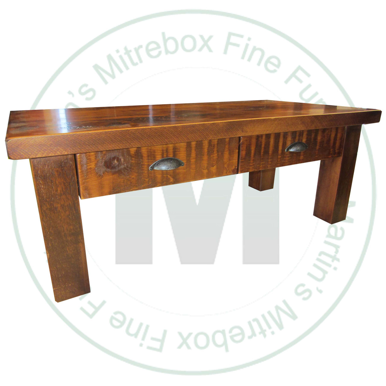 Wormy Maple Frontier Coffee Table 24''D x 48''W x 18''H With 2 Drawers.