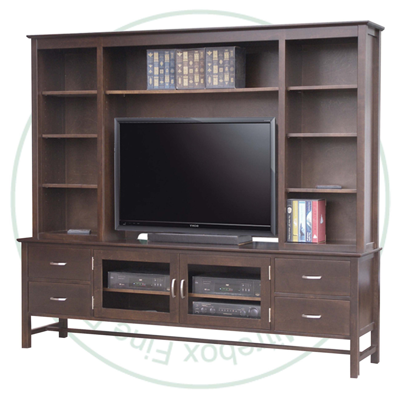 Wormy Maple Brooklyn HDTV Entertainment Cabinet With Hutch 19.5'' Deep x 85'' Wide x 77'' High