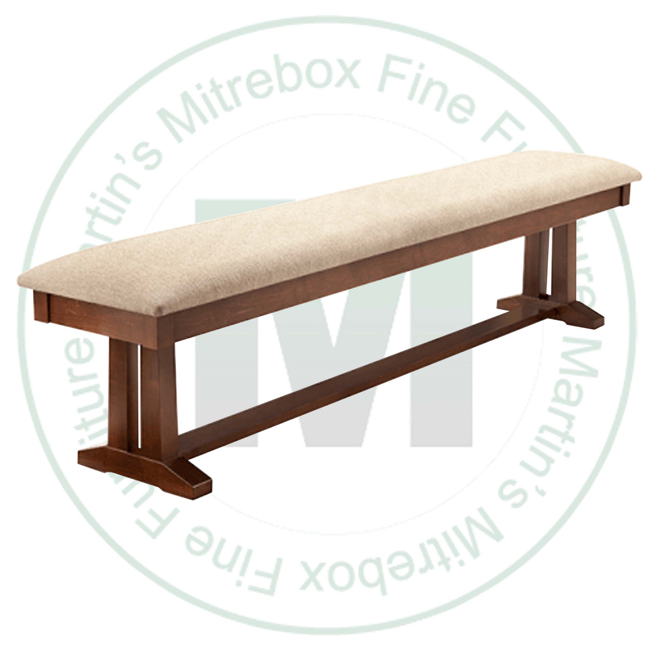 Wormy Maple Brooklyn Bench 16''D x 72''W x 18''H With Fabric Seat