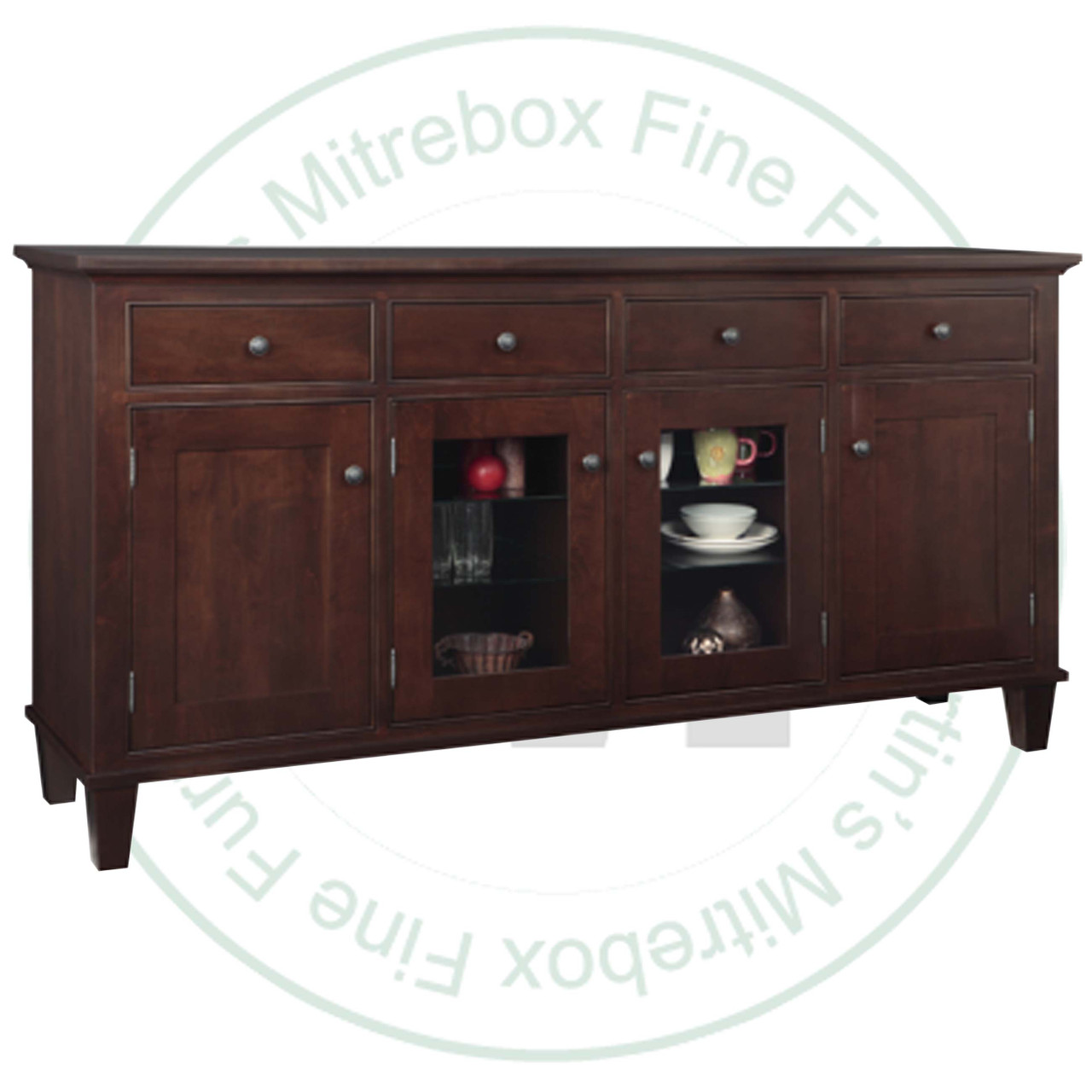 Maple Georgetown Sideboard 19.5'' Deep x 80'' Wide x 42'' High With 2 Glass Doors And 4 Drawers