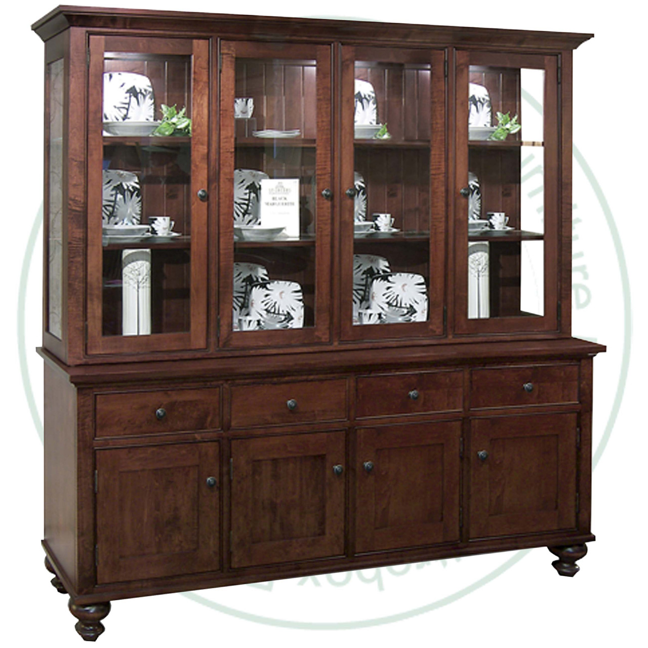 Maple Georgetown Hutch And Buffet 19.5'' Deep x 81.5'' Wide x 82'' High Has 2 Drawers And 4 Doors