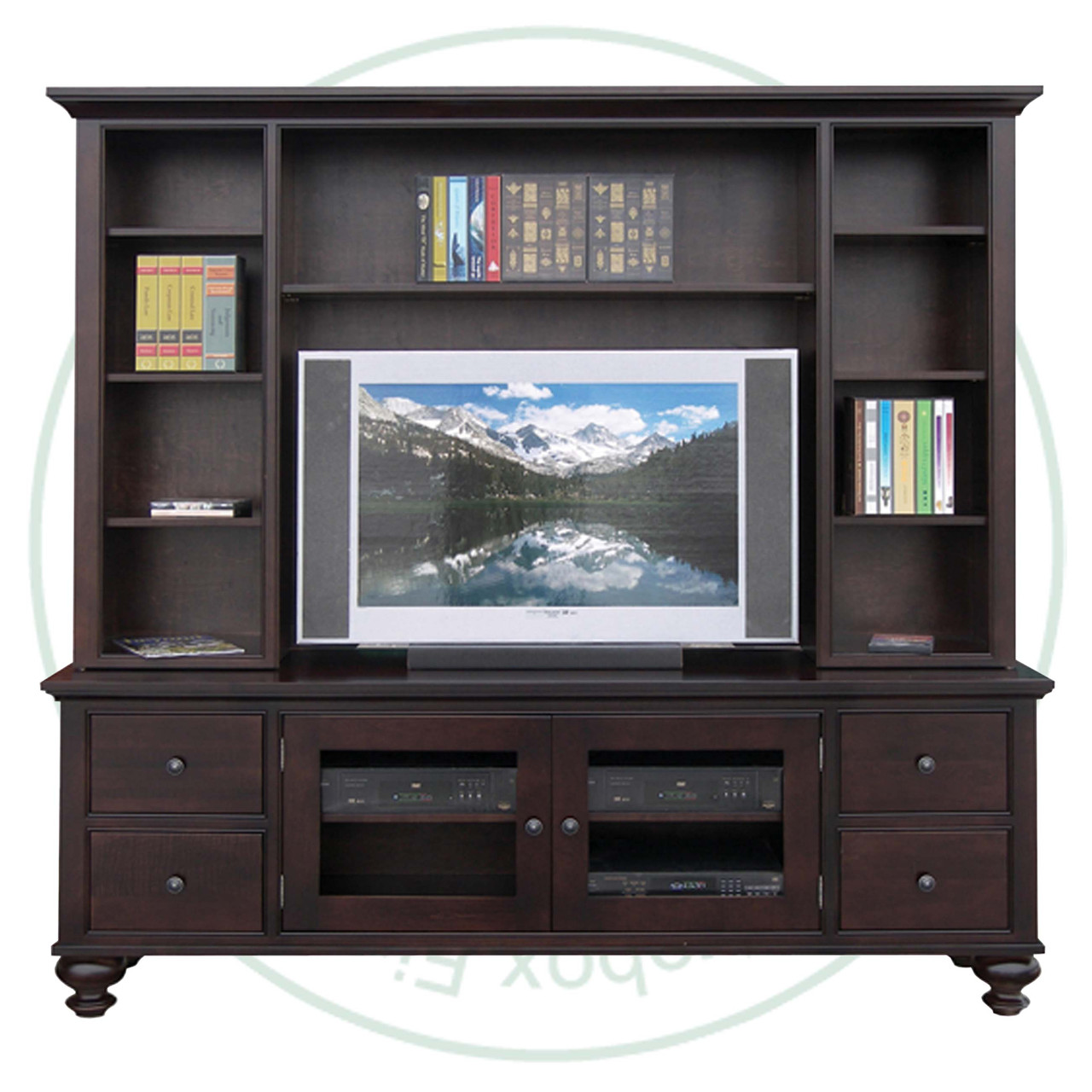 Maple Georgetown HDTV Cabinet With Hutch 19.5'' Deep x 84'' Wide x 80'' High