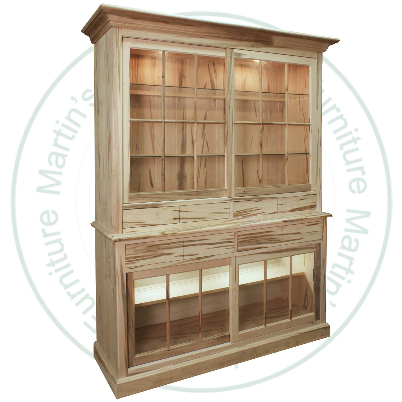 Wormy Maple Hutch And Buffet 62'W x 81''H x 20''D