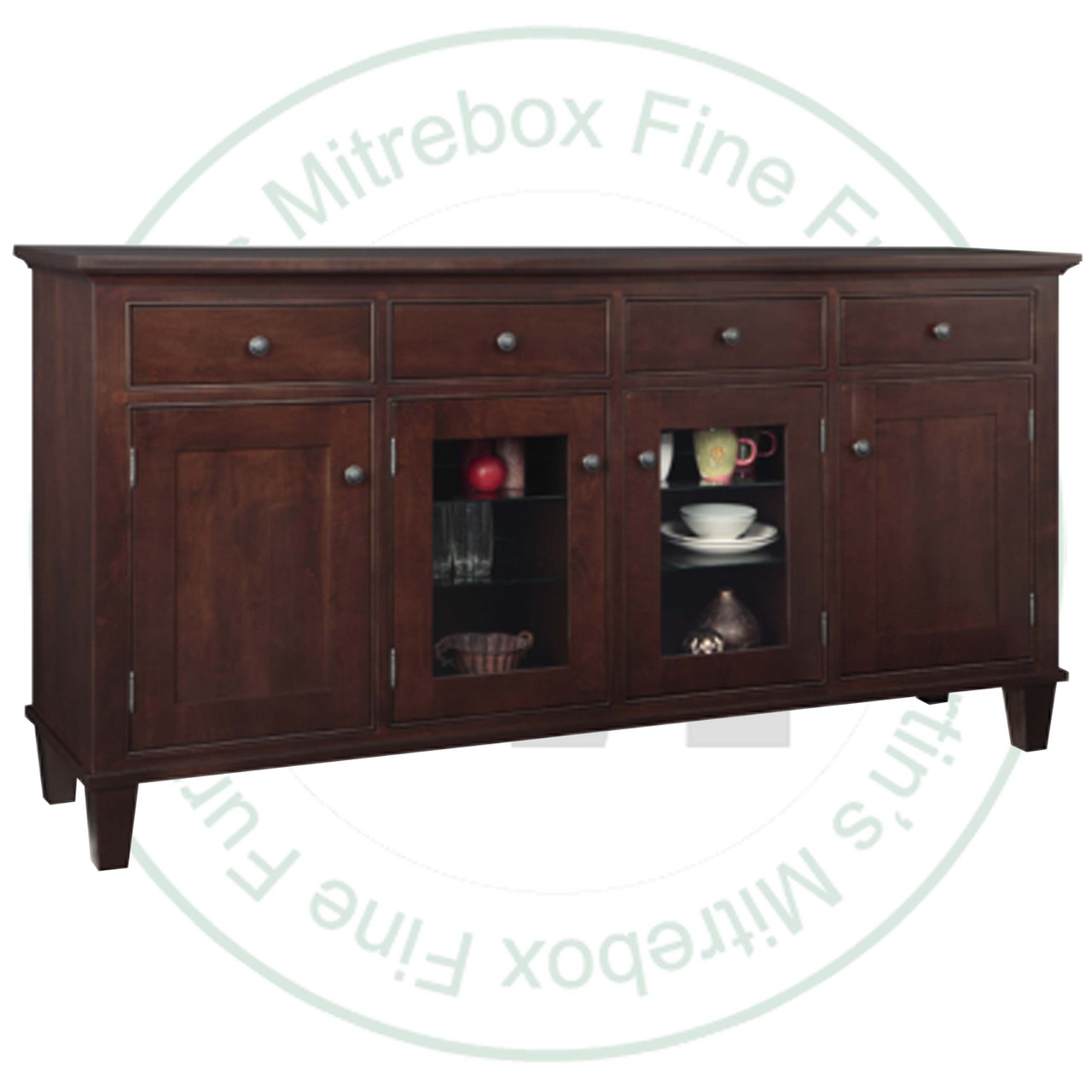 Wormy Maple Georgetown Sideboard 19.5'' Deep x 80'' Wide x 42'' High With 2 Glass Doors And 4 Drawers