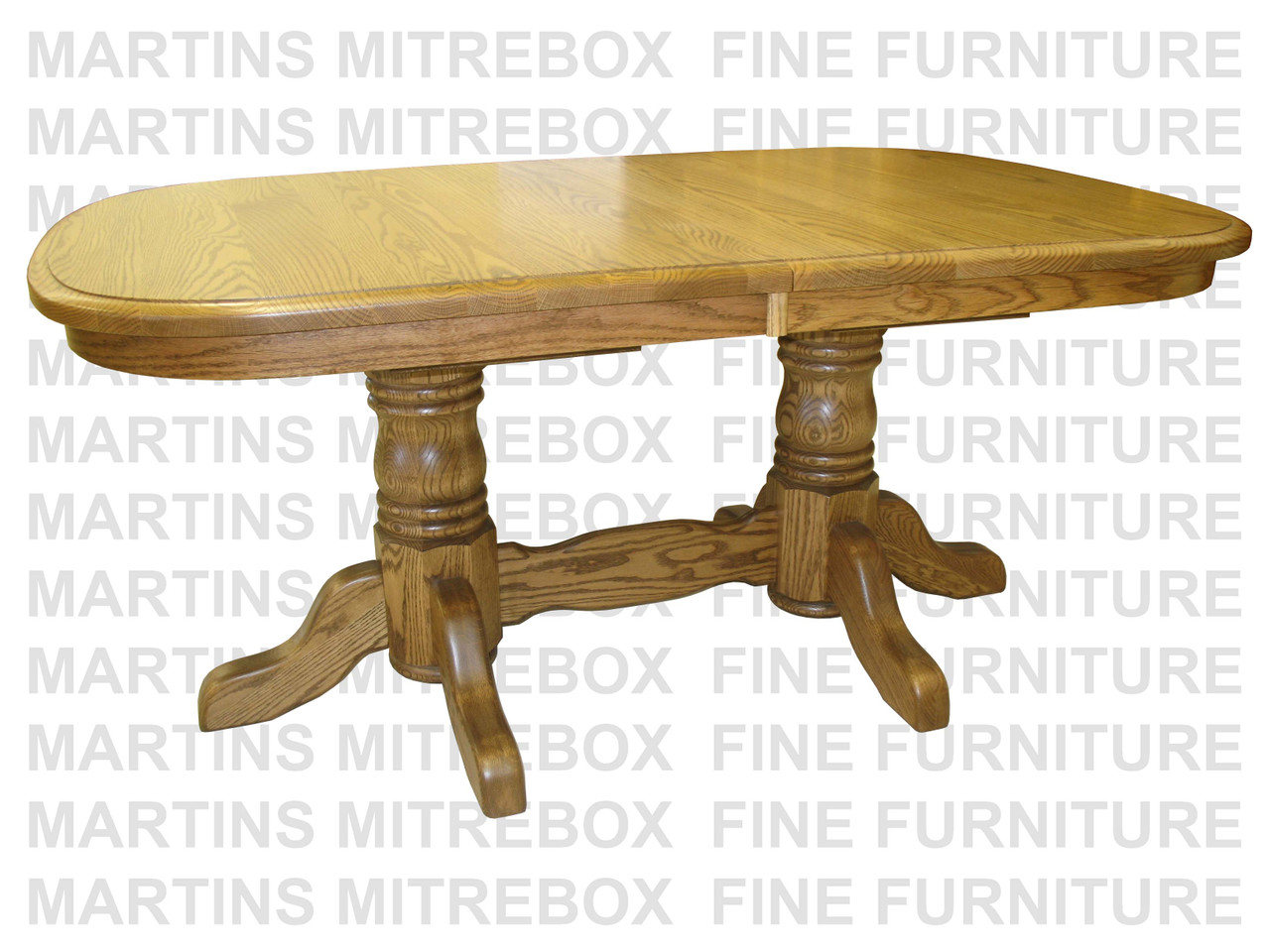 Wormy Maple Martin Collection Double Pedestal Table 42''D x 108''W x 30''H. Table Has 1.25'' Thick Top.