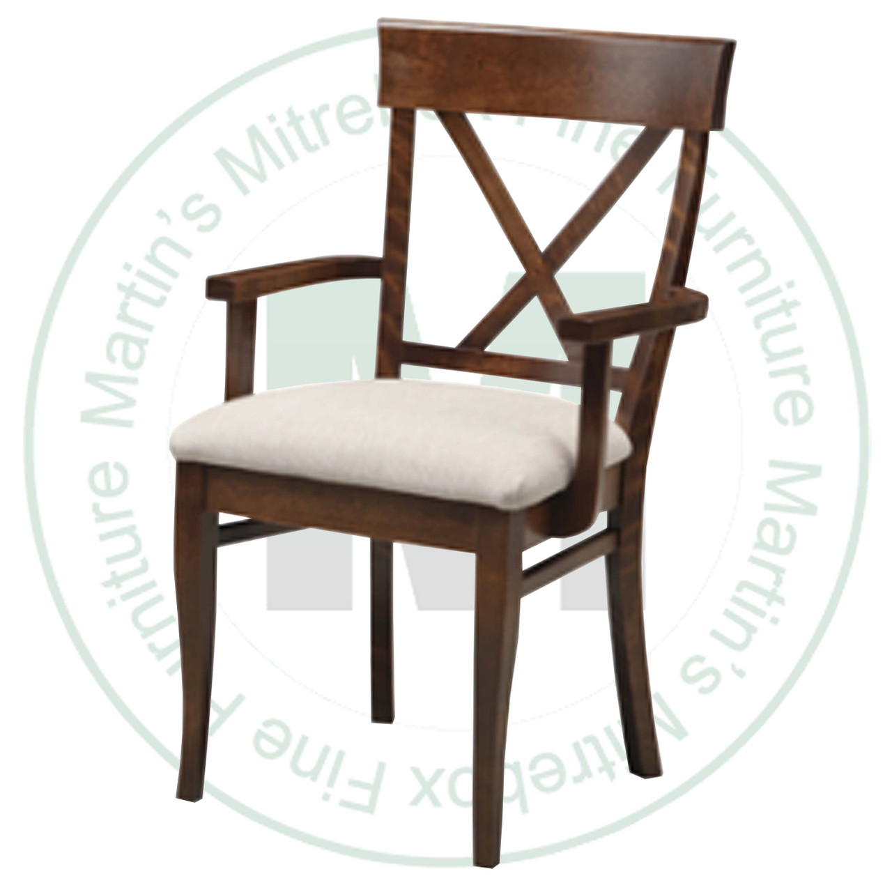 Oak X Back Arm Chair With Upholstered Seat