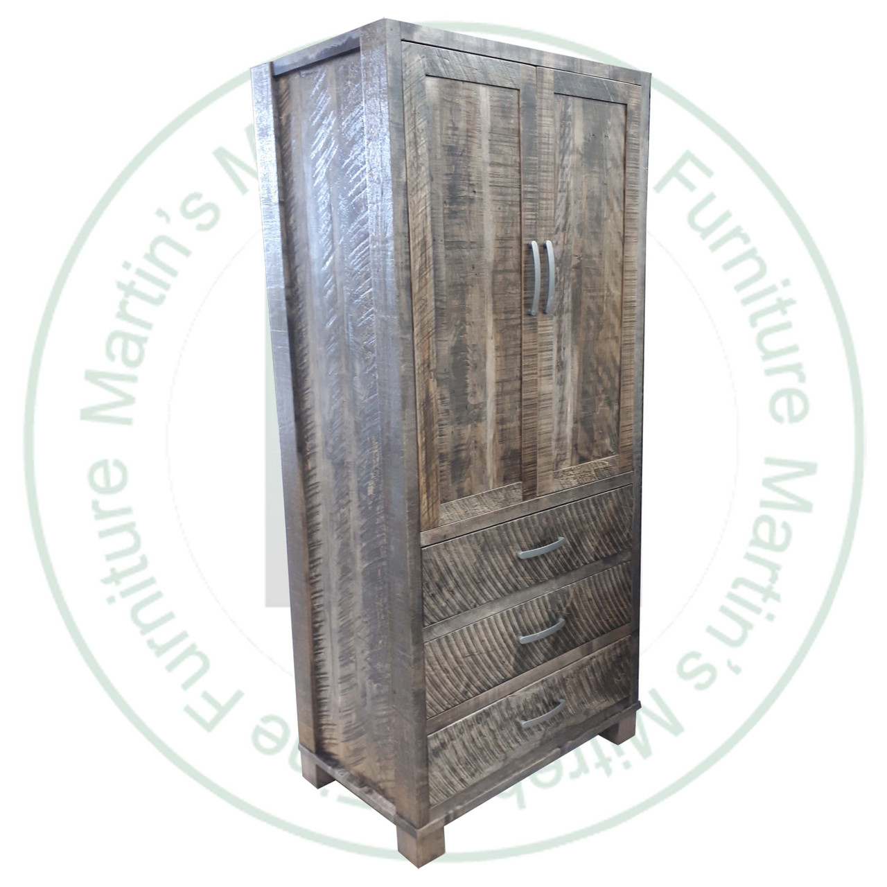 Pine Backwoods Millsawn Armoire 22''D x 35''W x 77''H With 3 Drawers And 2 Doors