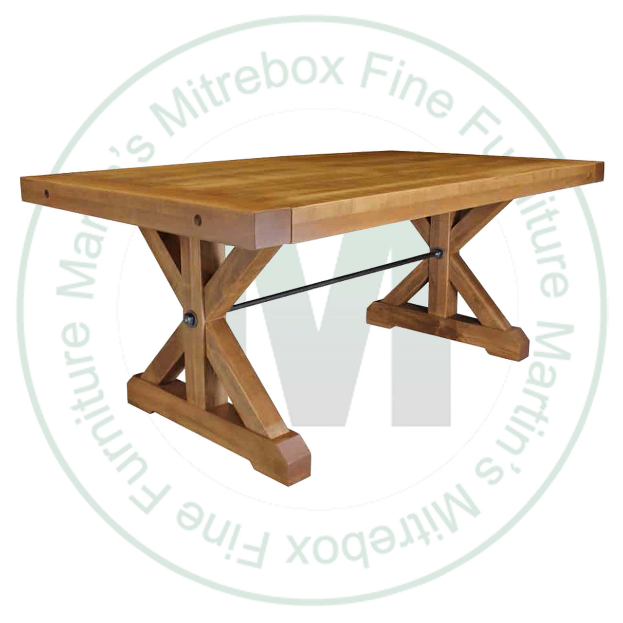Oak Klondike Trestle Solid Top Table 42'' Deep x 72'' Wide x 30'' High