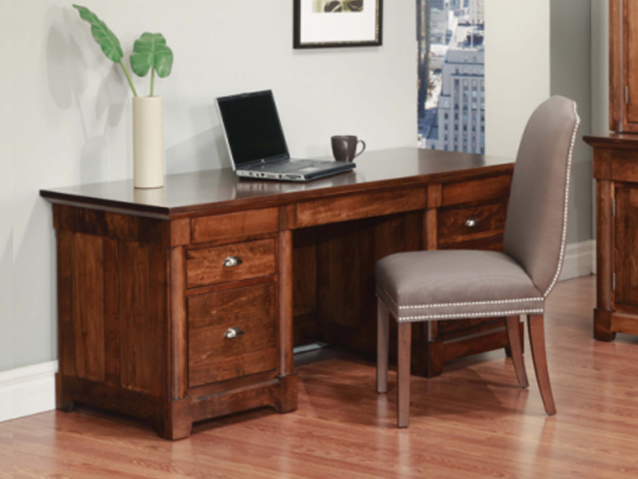 Maple Hudson Valley Office Desk With 2 File Drawers