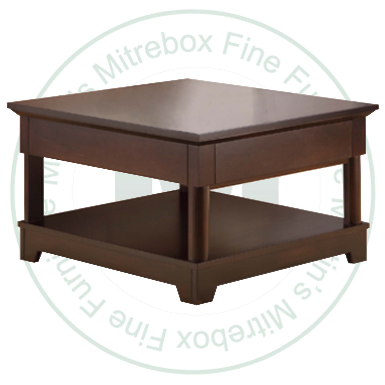 Wormy Maple Hudson Valley Square Coffee Table With 1 Hidden Drawer And Shelf