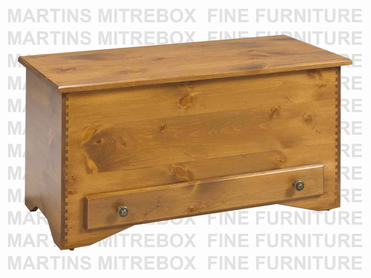 Oak Lakeview Blanket Box With Drawer 18''D x 37''W x 20''H