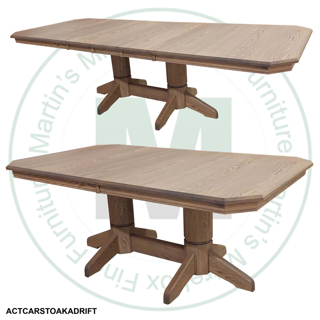 Oak Urban Classic Double Pedestal Table 42''D x 72''W x 30''H With 4 - 12'' Leaves