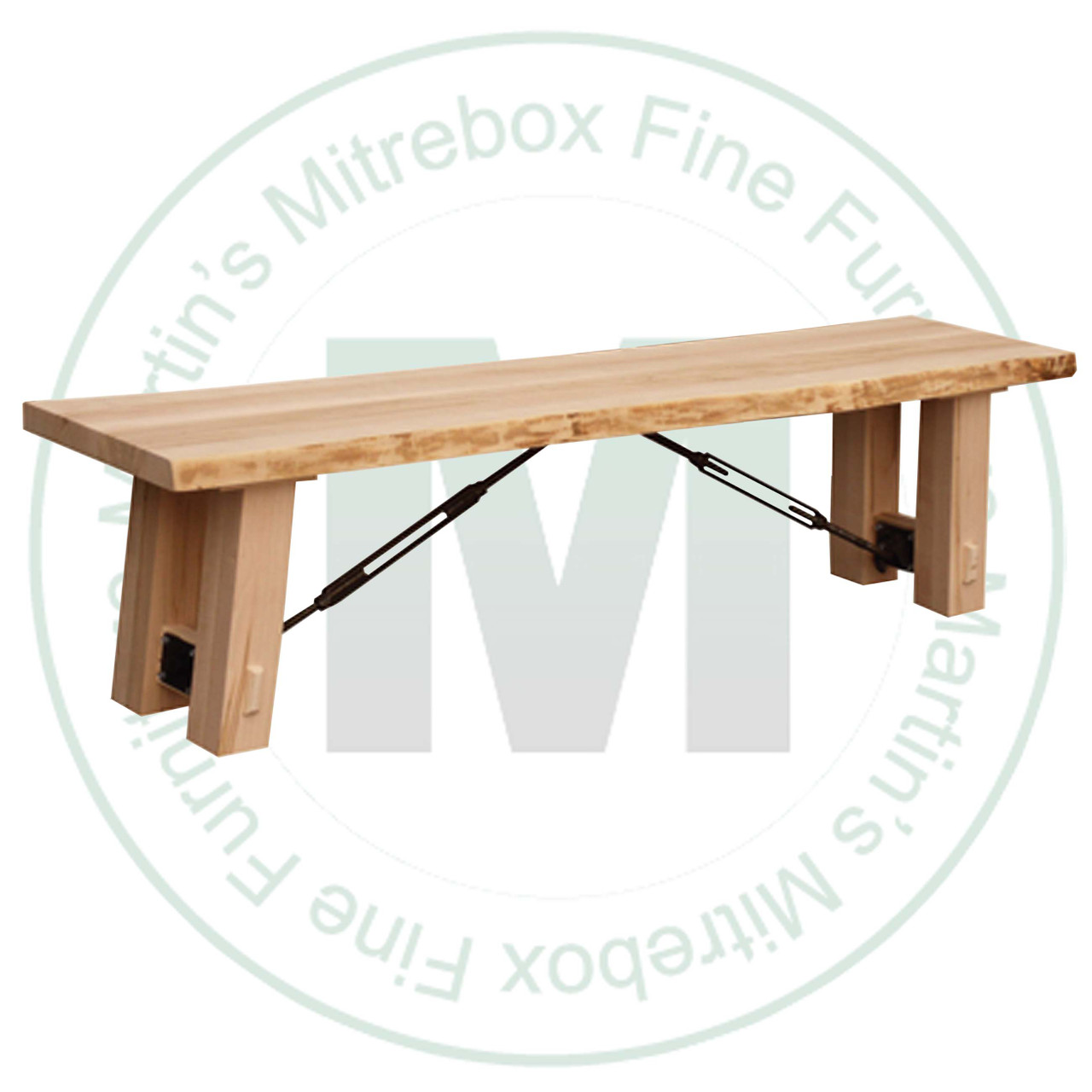 Oak Slab Bench 14''D x 72''W x 18''H With 1.75 Thick Seat