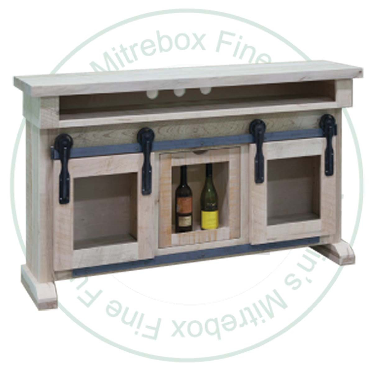 Wormy Maple Rustic Hamilton Slim Line 2 Glass Door Wine Rack TV Entertainment Unit