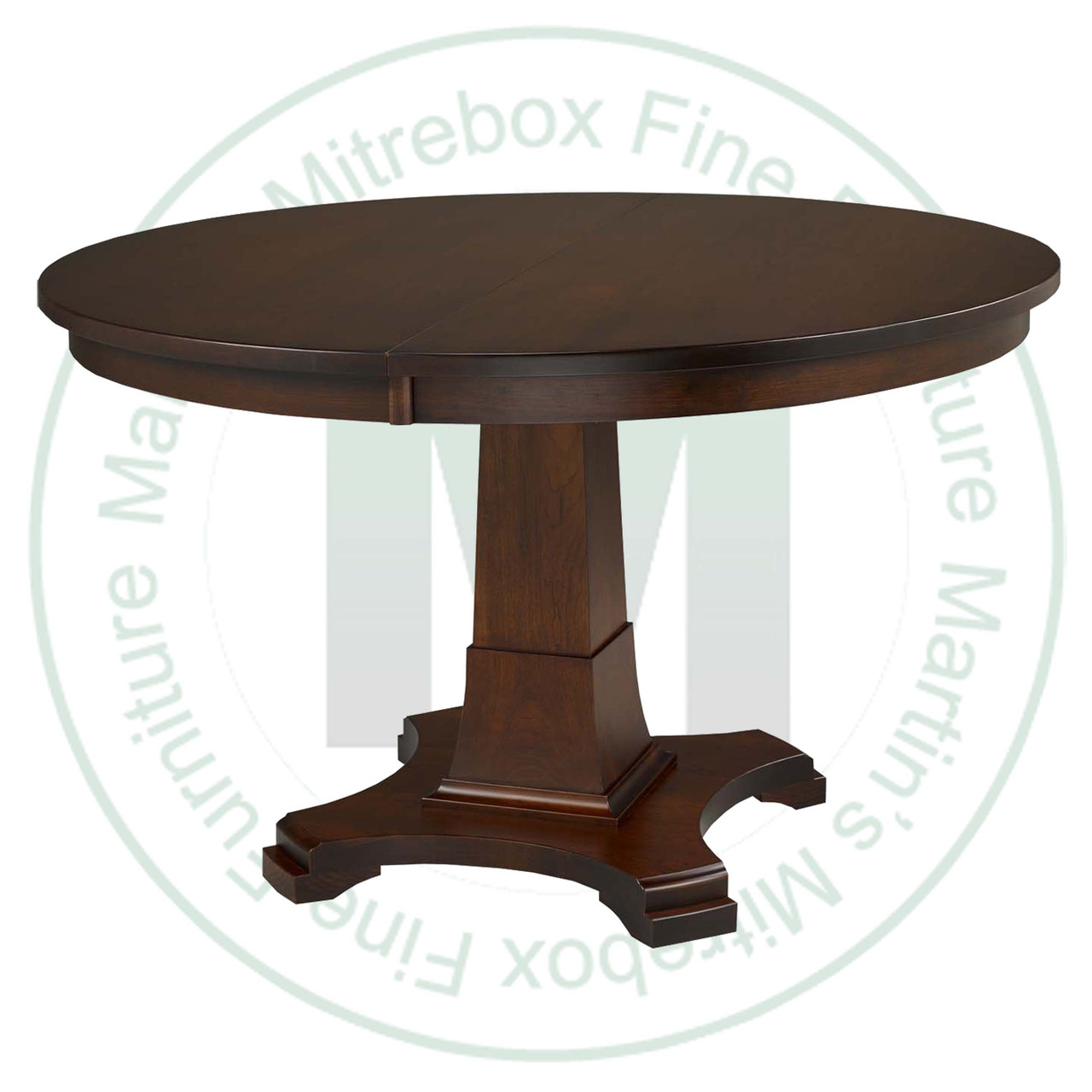 Maple Abbey Single Pedestal Table 36''D x 36''W x 30''H With 2 - 12'' Leaves. Table Has 1'' Thick Top