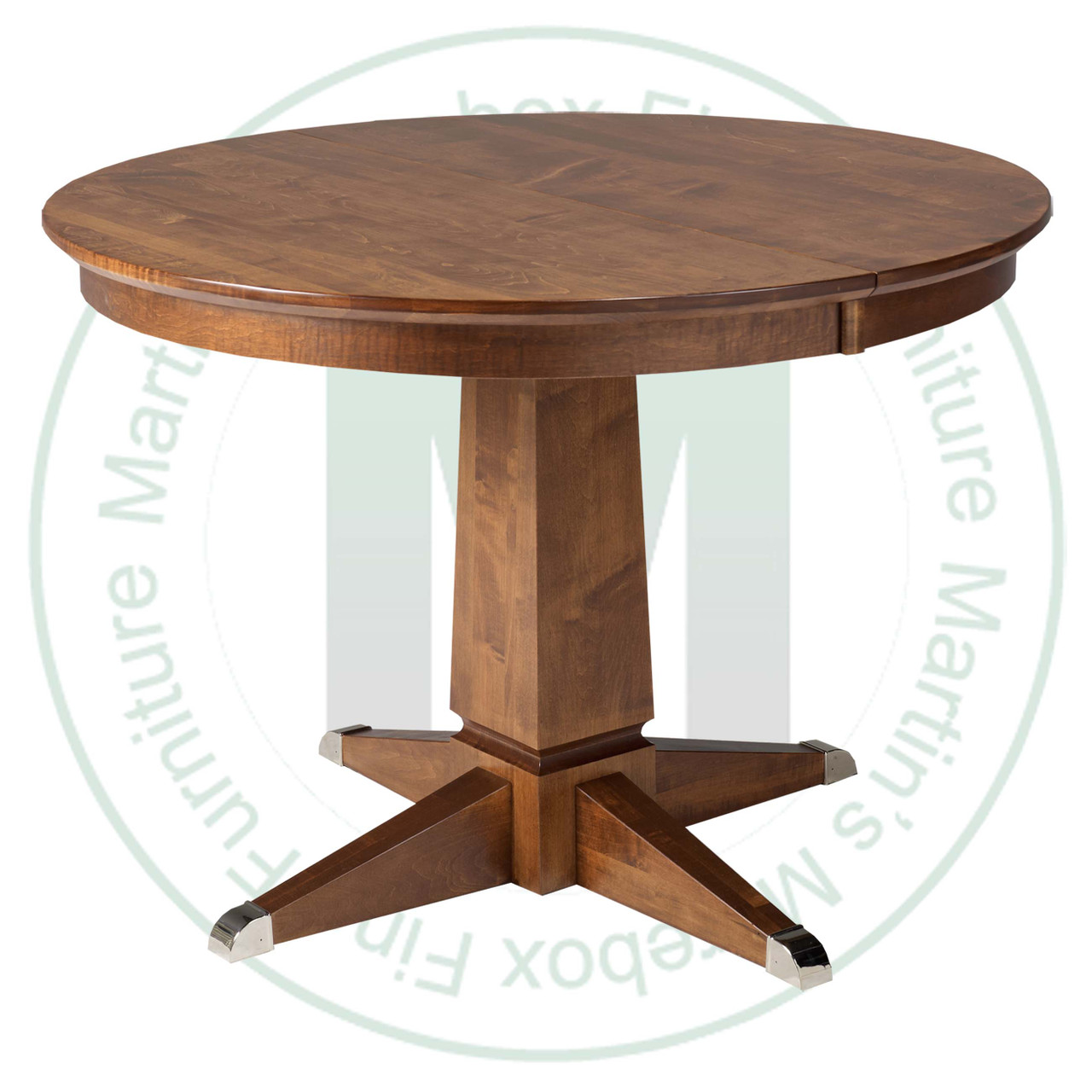 Maple Danish Single Pedestal Table 42''D x 54''W x 30''H Round Solid Top Table