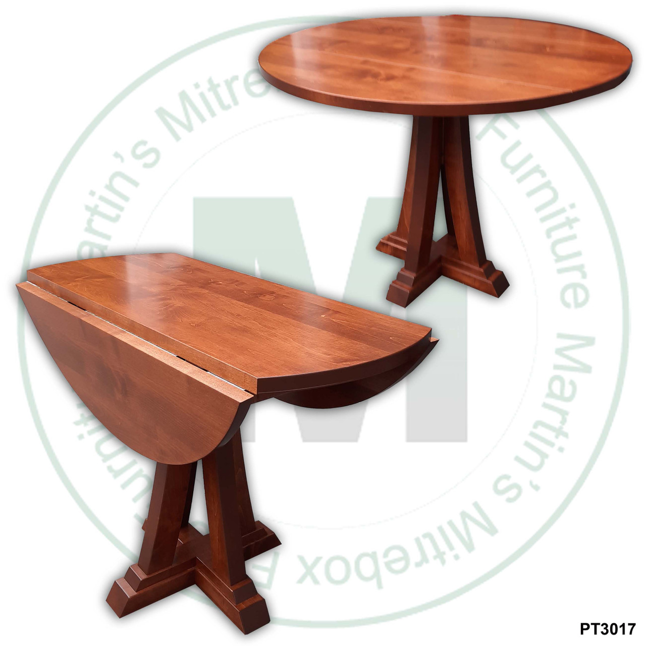 Wormy Maple Eiffel Single Pedestal 42''D x 42''W x 30''H Drop Leaf Table With 1'' Thick Top