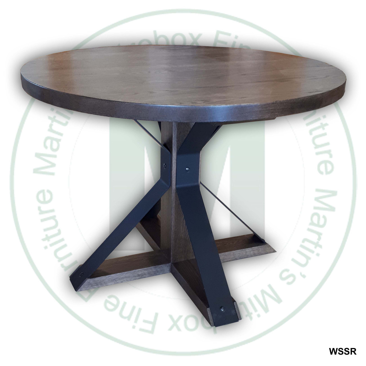 Oak Hyde Single Pedestal Table 54''D x 54''W x 30''H Round Solid Table. Table Has 1.75'' Thick Top.