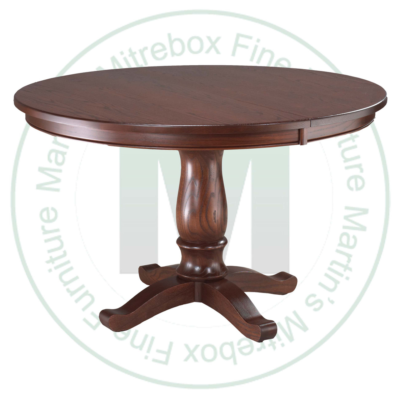 Maple Kimberly Crest Single Pedestal Table 36''D x 36''W x 30''H With 1 - 12'' Leaf Table. Table Has 1'' Thick Top.