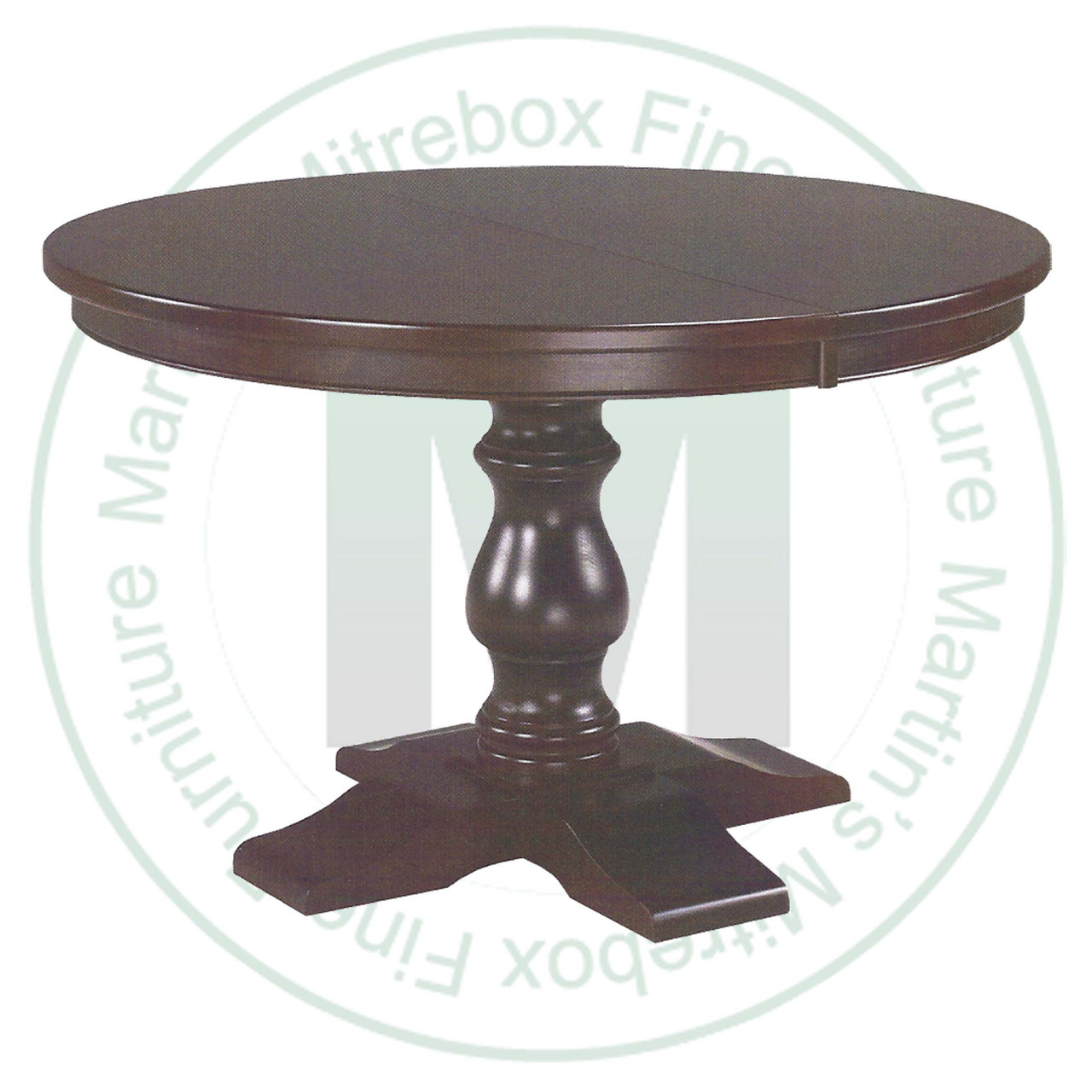 Maple Savannah Single Pedestal Table 36''D x 36''W x 30''H With 2 - 12'' Leaves Table. Table Has 1'' Thick Top.