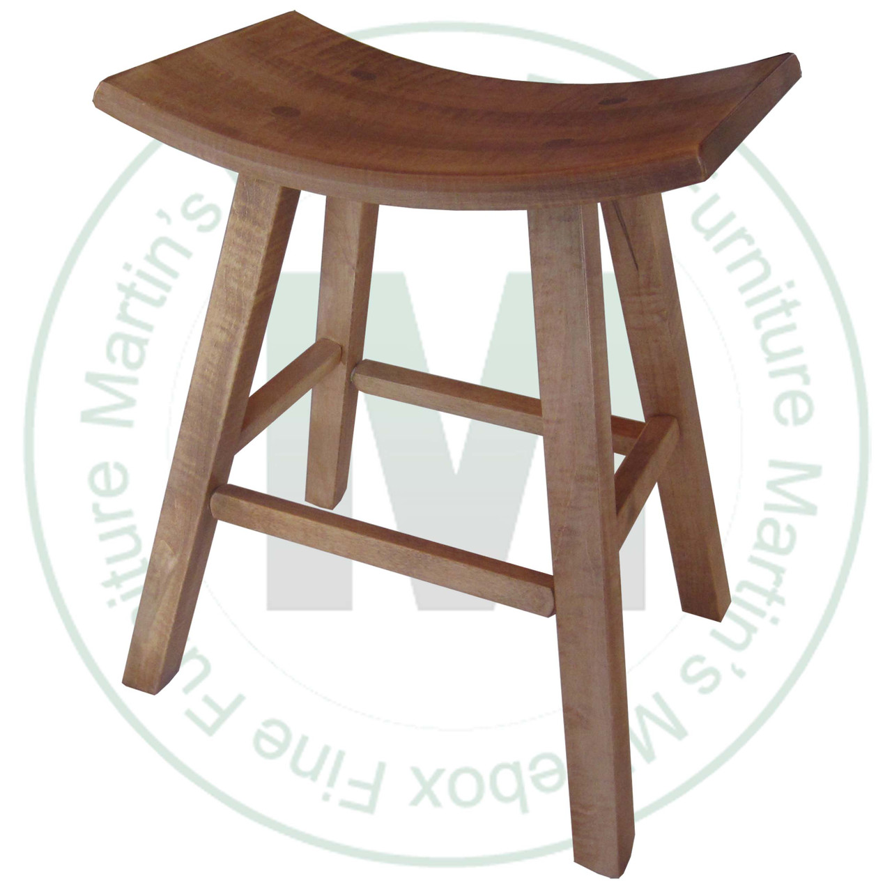 Oak 24'' Saddle Stool With Square Legs