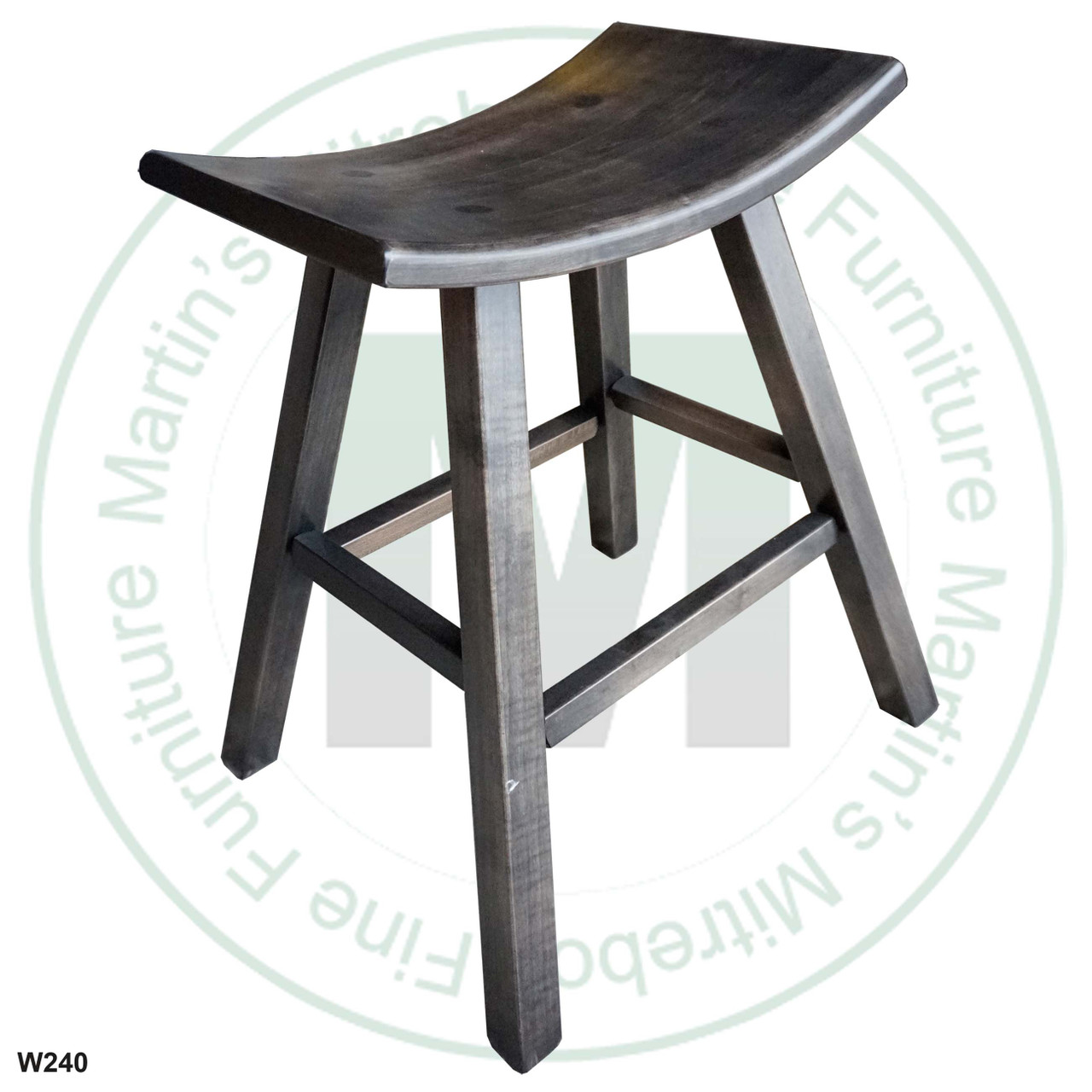 Oak 30'' Saddle Stool With Square Legs