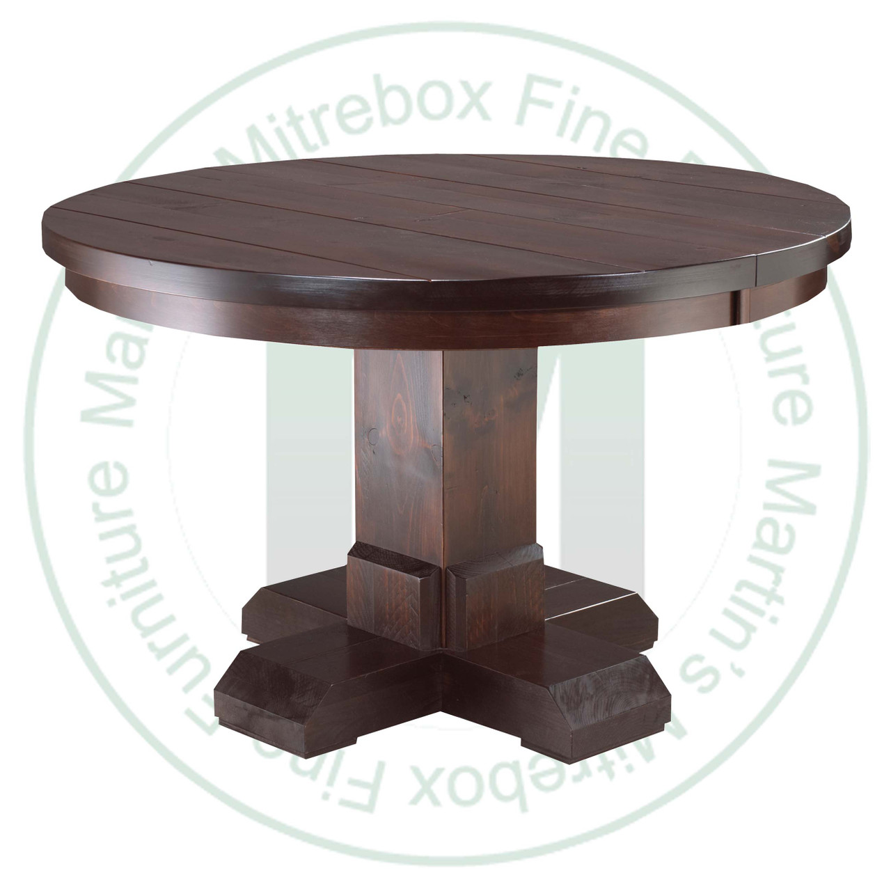 Oak Shrewsbury Single Pedestal Table 36''D x 42''W x 30''H Round Solid Table. Table Has 1.25'' Thick Top.