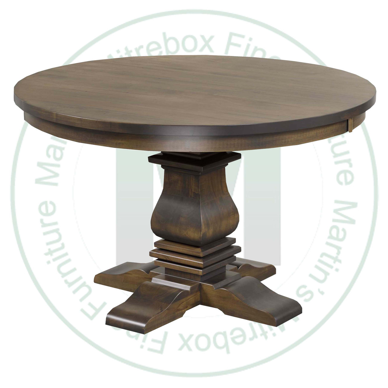 Wormy Maple Spartan Collection Single Pedestal Table 36''D x 48''W x 30''H. Table Has 1'' Thick Top